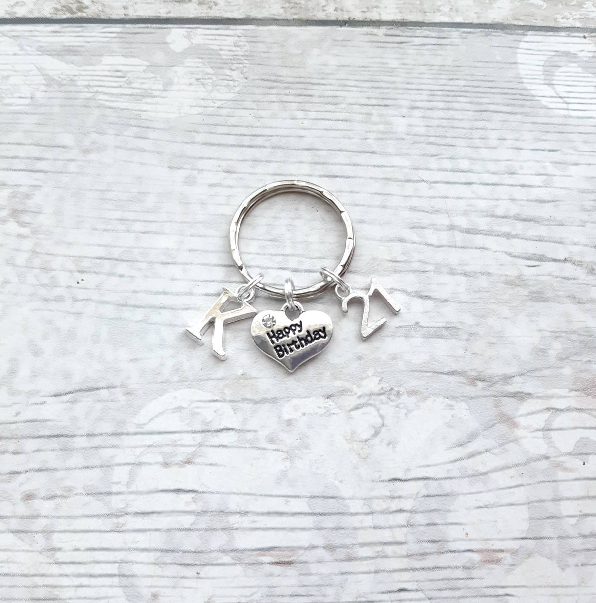 Happy birthday keyring, initial keychain, birthday keepsake, 18th 21st 30th 40th 50th 60th 70th birthday present, sweet sixteen gift