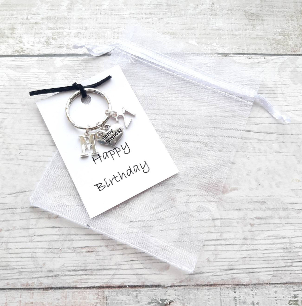 Happy birthday keyring, initial keychain, birthday keepsake, 18th 21st 30th 40th 50th 60th 70th birthday present, sweet sixteen gift