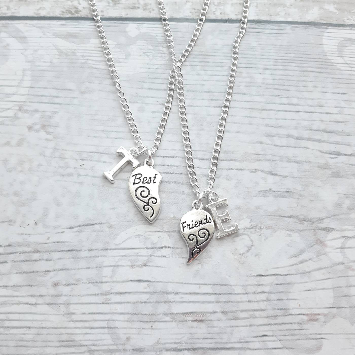 Best friend necklace, set of 2 bff heart necklaces, partners in crime present, friends forever, jewellery gift for friend, birthday present
