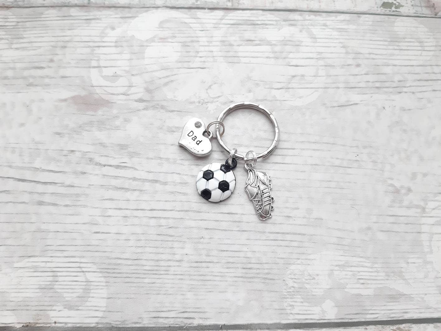 Football keyring, soccer lover, personalised initial keyring, sports keyring, gift for dad, fathers day present