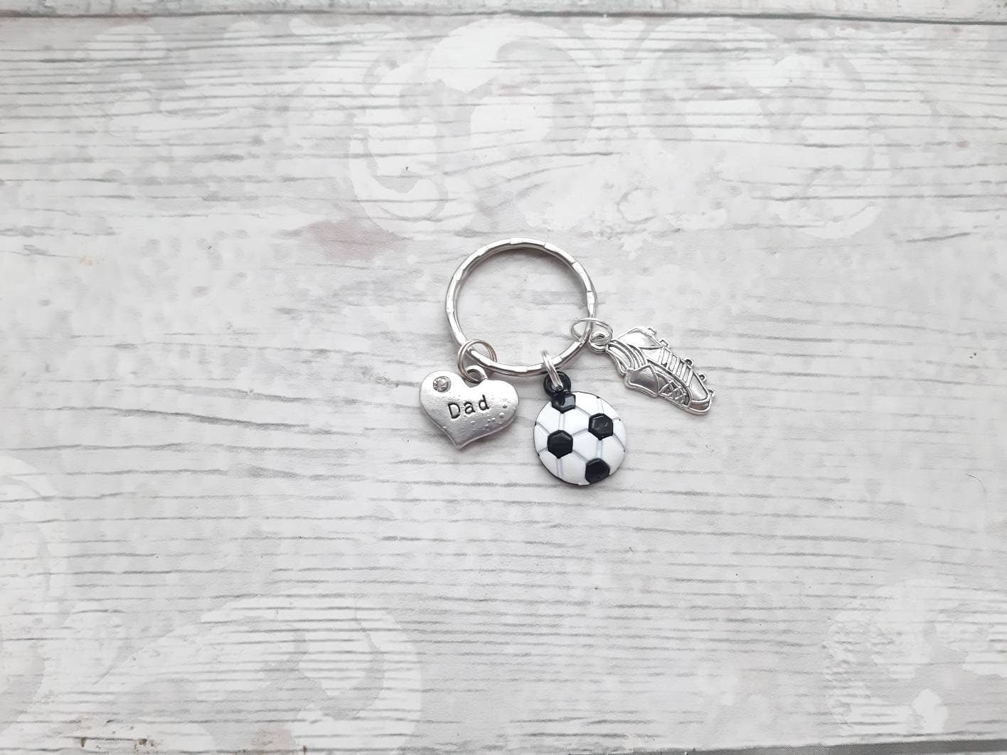 Football keyring, soccer lover, personalised initial keyring, sports keyring, gift for dad, fathers day present