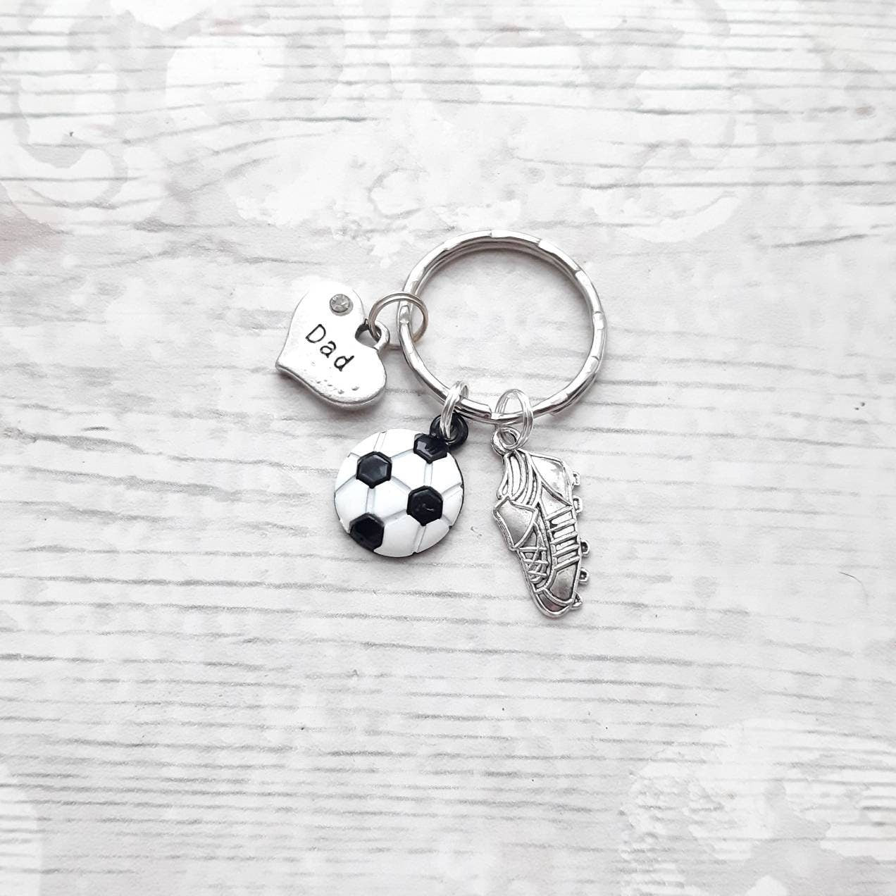 Football keyring, soccer lover, personalised initial keyring, sports keyring, gift for dad, fathers day present