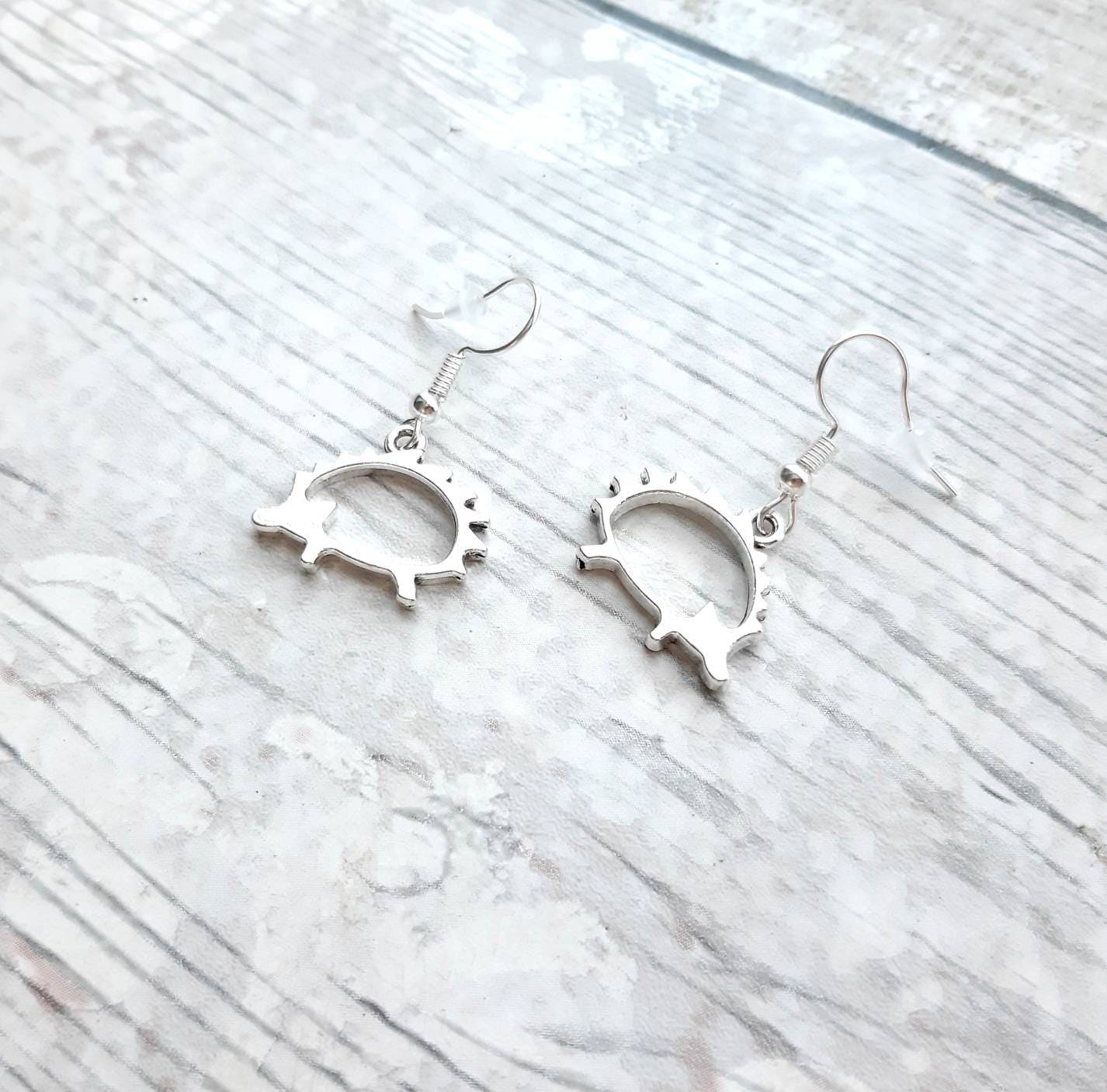Hedgehog earrings, cute forest animal present, woodland gift, hedgehog jewellery, gifts for girls, wildlife lover