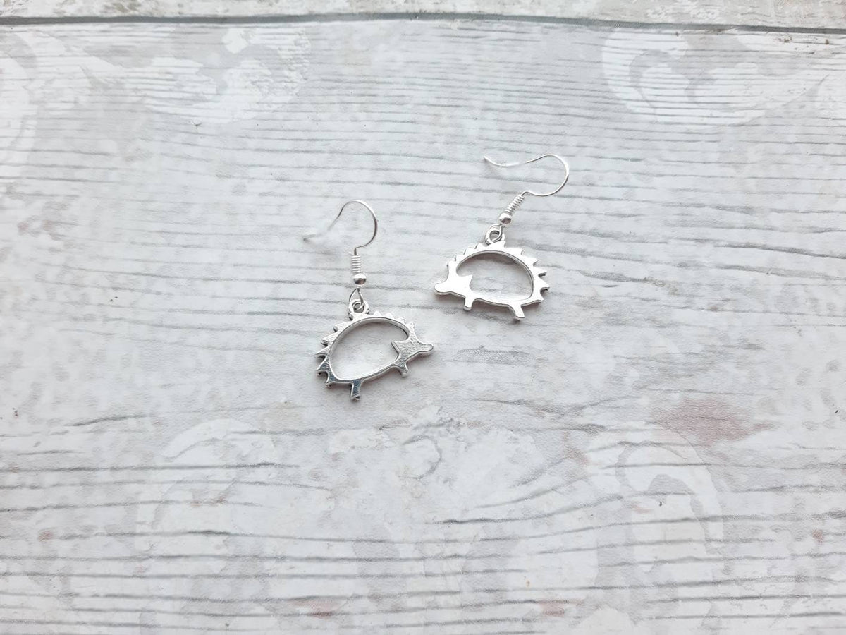 Hedgehog earrings, small critter jewellery, cute forest animal, woodland gift, present for wildlife lover