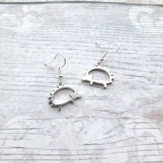 Hedgehog earrings, cute forest animal present, woodland gift, hedgehog jewellery, gifts for girls, wildlife lover