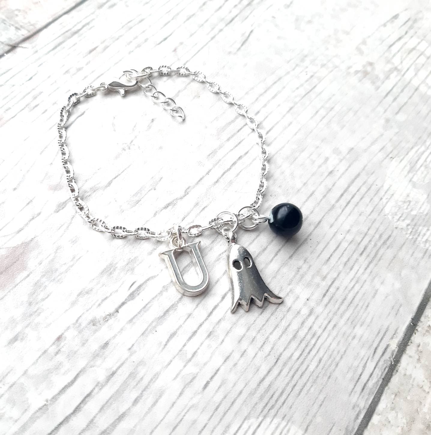 Ghost bracelet, spooky bracelet, Halloween jewellery, gothic jewelry, friendly ghost present, boo costume gift