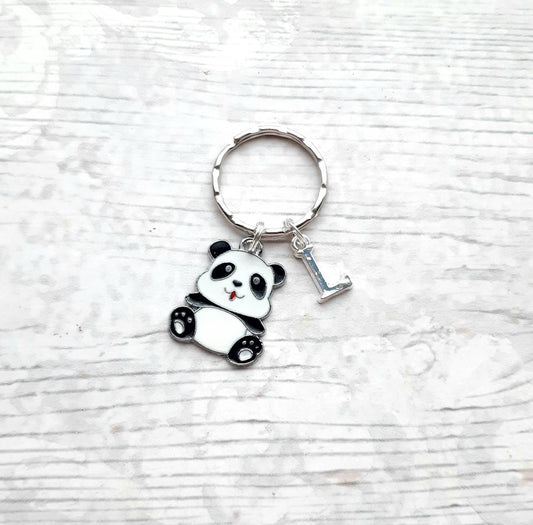 panda keyring, animal keychain, personalised bag charm, initial keyring, panda lover, mothers day gift, birthday present, gifts for mum