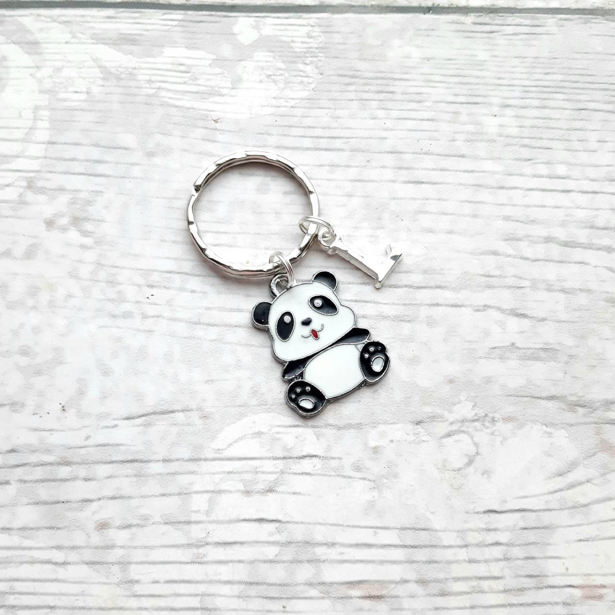 panda keyring, animal keychain, personalised bag charm, initial keyring, panda lover, mothers day gift, birthday present, gifts for mum