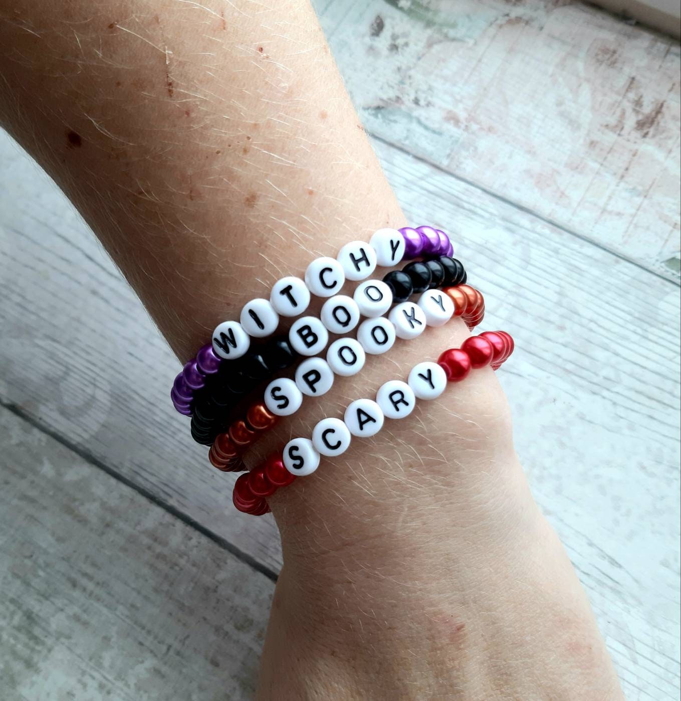 Spooky bracelet, witchy jewellery, boo ghost bracelet, scary halloween gift, Halloween keepsake, gifts for kids