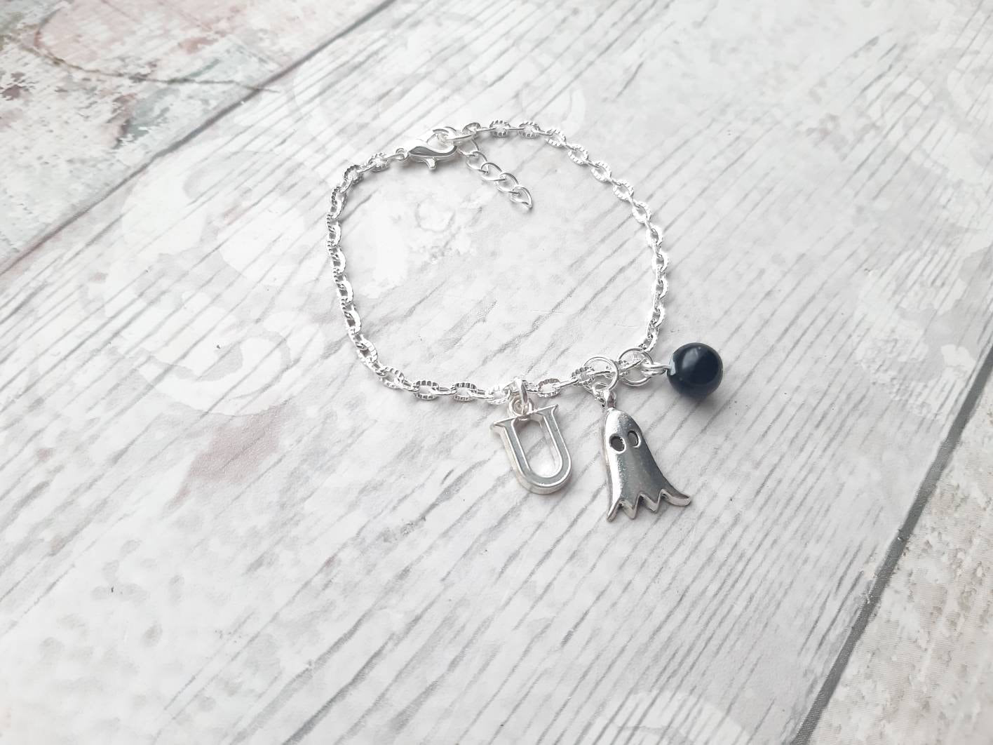 Ghost bracelet, spooky bracelet, Halloween jewellery, gothic jewelry, friendly ghost present, boo costume gift