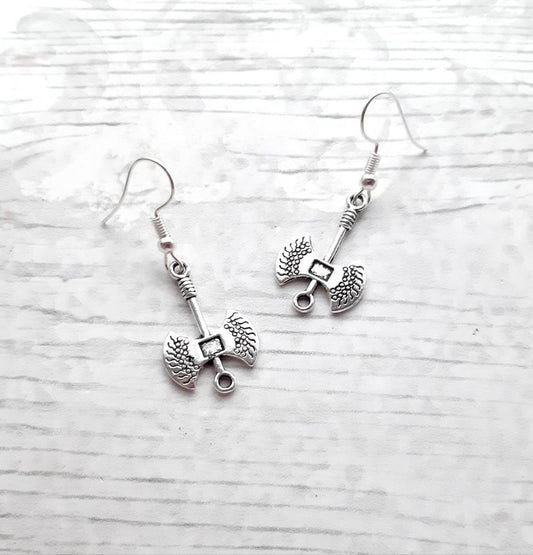 Axe earrings, weapon jewellery, halloween jewelry, hatchet earrings, viking gift, zombie apocalypse, horror earrings
