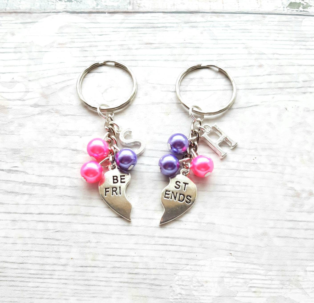 Personalised Best friend keyrings, BFF keychain, friends forever bagcharm, matching keyrings, partners in crime keyring, gifts for friends