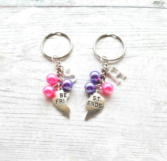 Personalised Best friend keyrings, BFF keychain, friends forever bagcharm, matching keyrings, partners in crime keyring, gifts for friends
