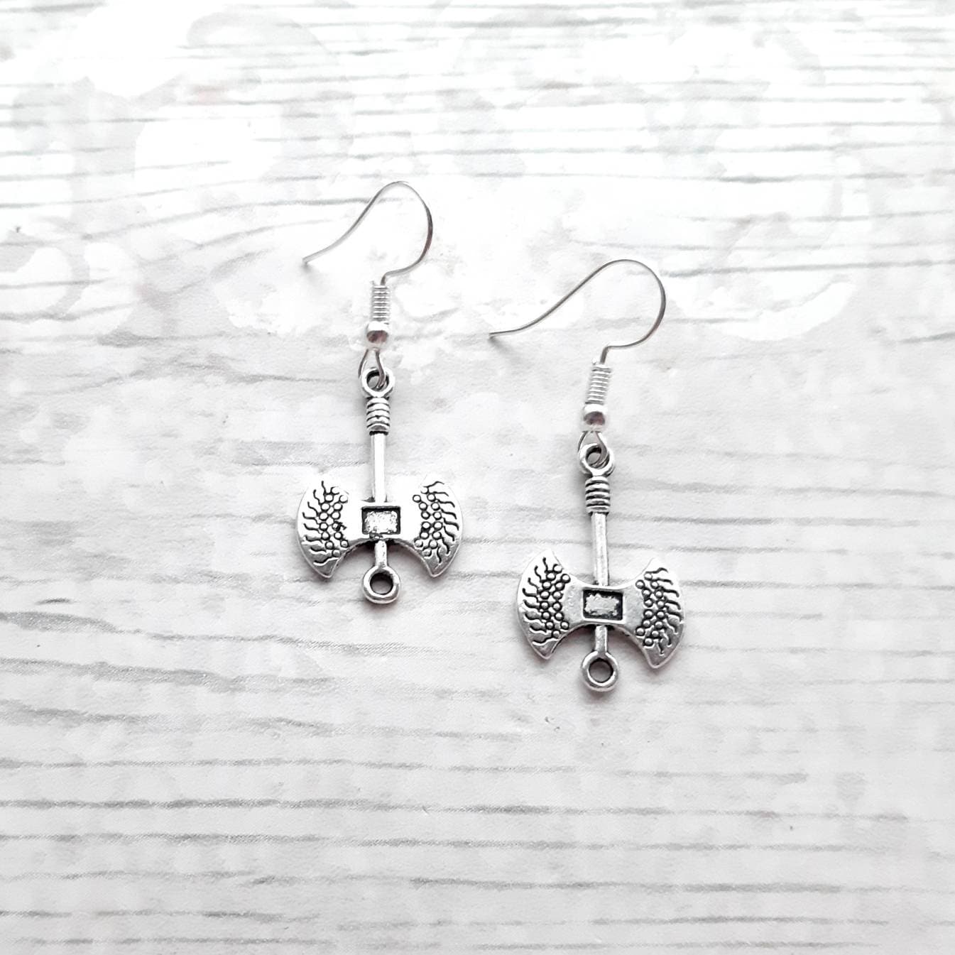 Axe earrings, weapon jewellery, halloween jewelry, hatchet earrings, viking gift, zombie apocalypse, horror earrings