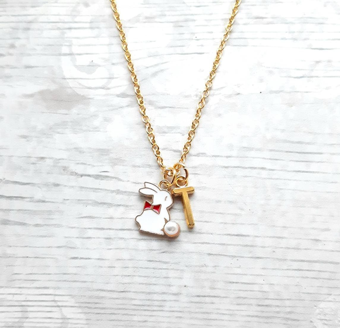 Rabbit necklace, easter jewellery, bunny necklace, easter bunny gift, animal lover present, cute gifts for girls