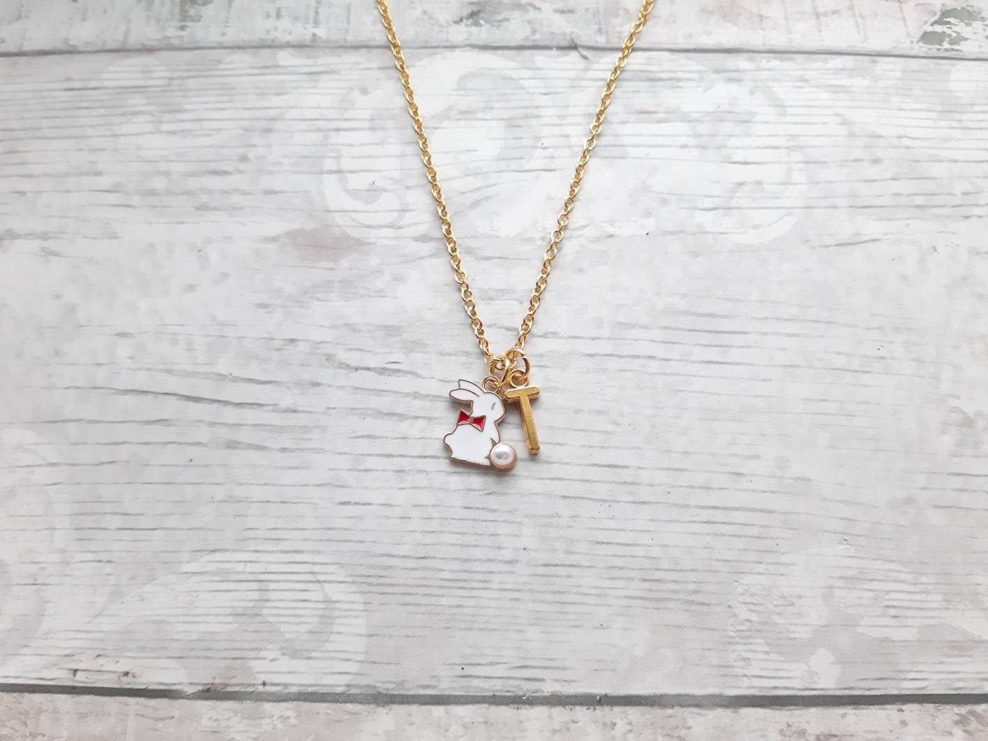 Rabbit necklace, easter jewellery, bunny necklace, easter bunny gift, animal lover present, cute gifts for girls