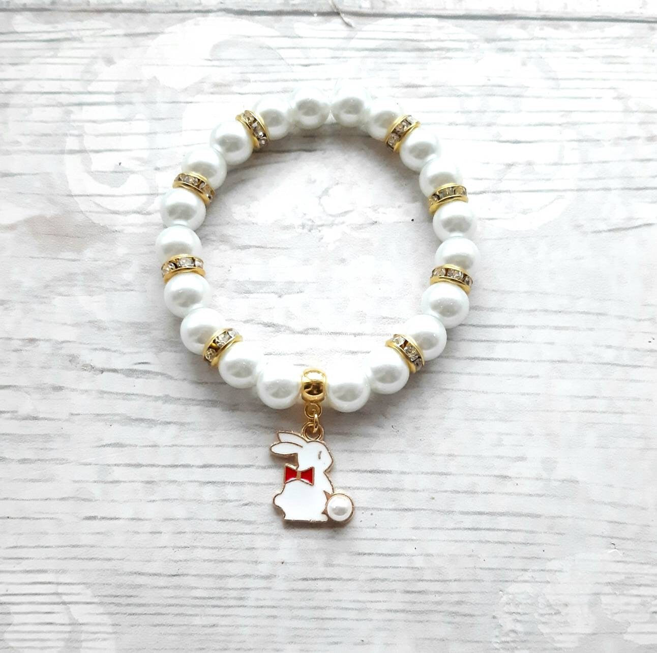 Rabbit bracelet, easter jewellery, bunny bracelet, easter bunny gift, animal lover present, gifts for girls