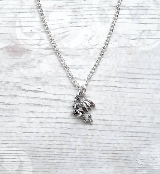 Dragon necklace, fantasy jewellery, initial necklace, medievial jewelry, dragon lover, viking necklace, gothic present, Celtic gift