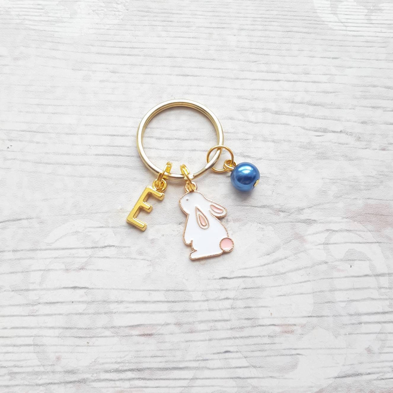 Rabbit keyring, bunny keychain, easter spring accessory, easter bunny gift, animal lover present, cute gifts for girls