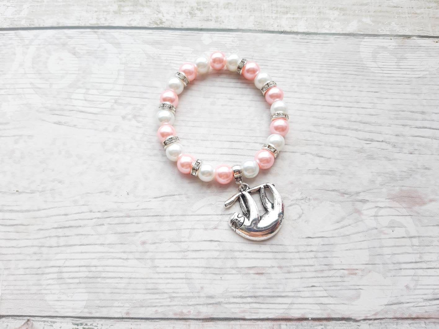 sloth bracelet, sloth lover jewellery, animal jewelry, lazy person present, wildlife rain forest gift