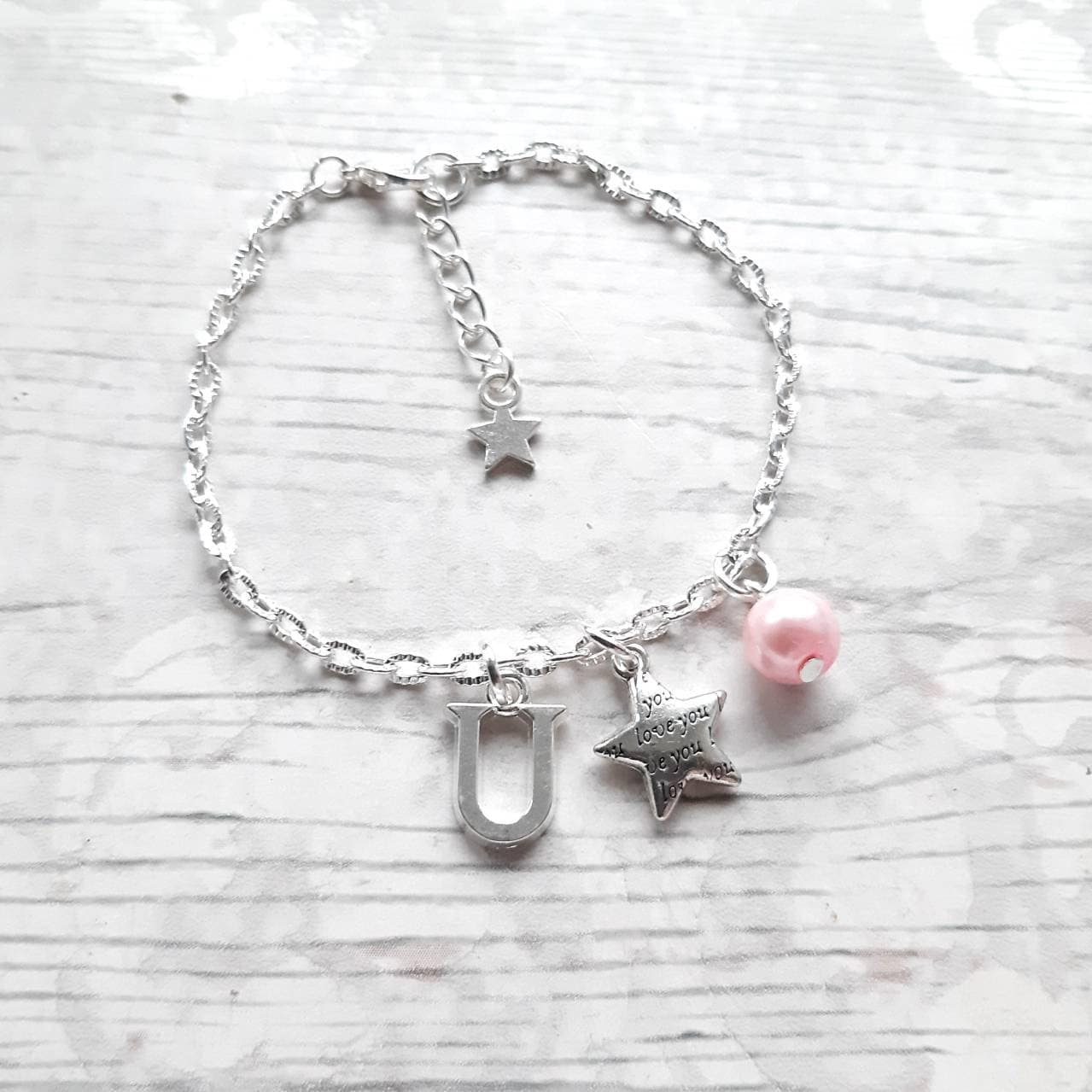 love you bracelet, star bracelet, valentines day jewellery, gift for mum, birthday present, anniversary for wife