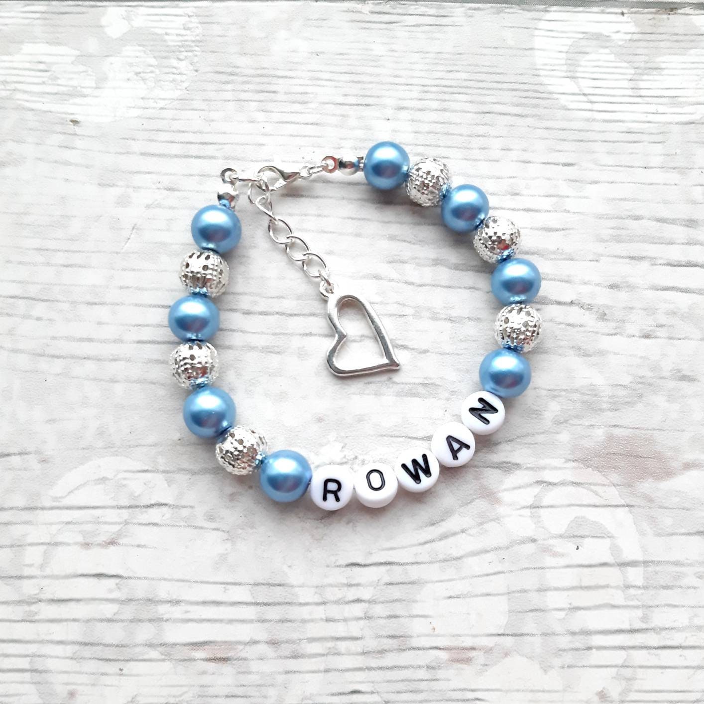 Name bracelet, personalised named jewellery, custom beaded bracelet, flower girl jewelry, wedding thankyou present