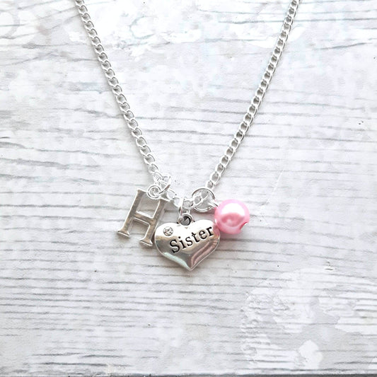 sister necklace, initial necklace, best friend jewellery, gift for sister, big sister present, friendship jewelry, sibling gift