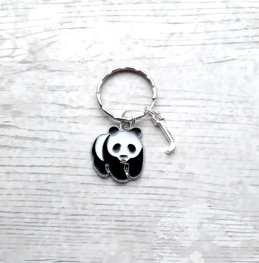 panda keyring, animal keychain, personalised bag charm, initial keyring, panda lover, mothers day gift, birthday present, gifts for mum