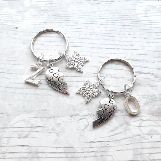 Mother and daughter keyrings, set of 2 key chains, mothers day present, gift for mum and daughter