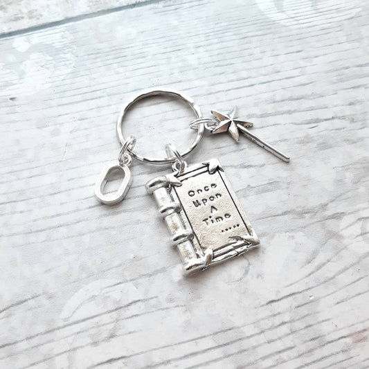 Once upon a time keyring, fairytale book keychain, reading gift, present for author, book lover bagcharm