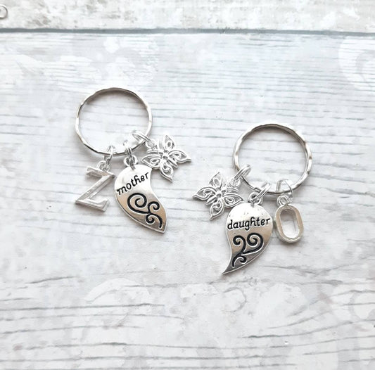 Mother and daughter keyrings, set of 2 key chains, mothers day present, gift for mum and daughter