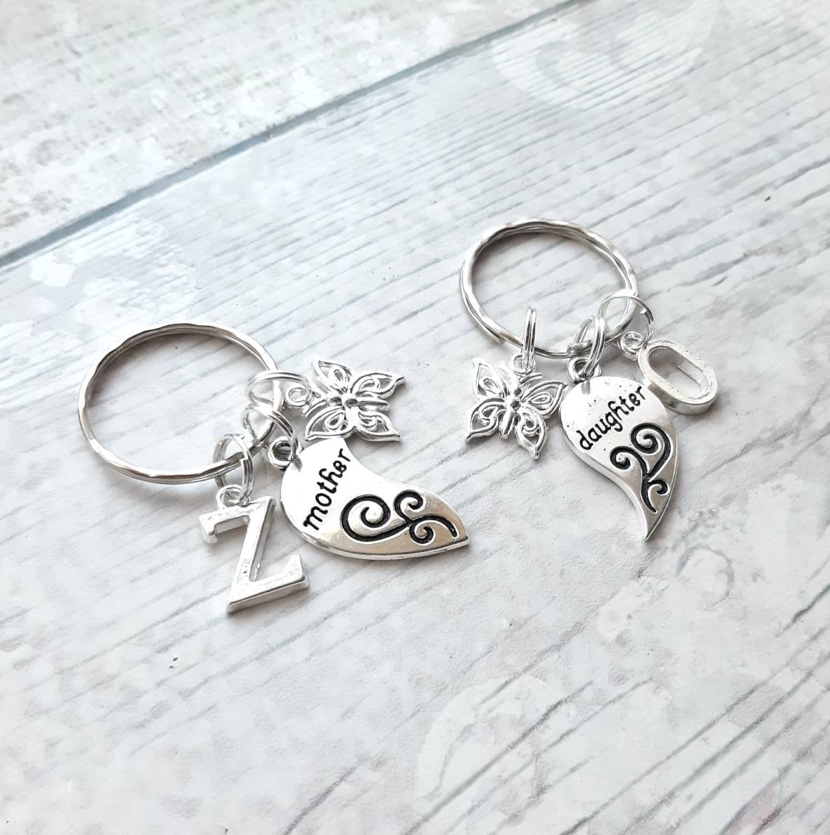 Mother and daughter keyrings, set of 2 key chains, mothers day present, gift for mum and daughter