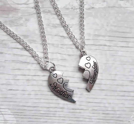 mother and daughter necklace, mum jewelry, daughter present, heart necklaces, best friend jewellery set, gifts for kids, stocking filler