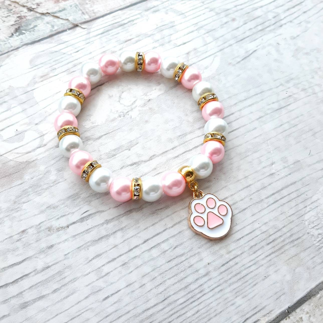 Paw print bracelet, dog and cat print jewellery, animal lover gift, presents for kids, pet memorial gift
