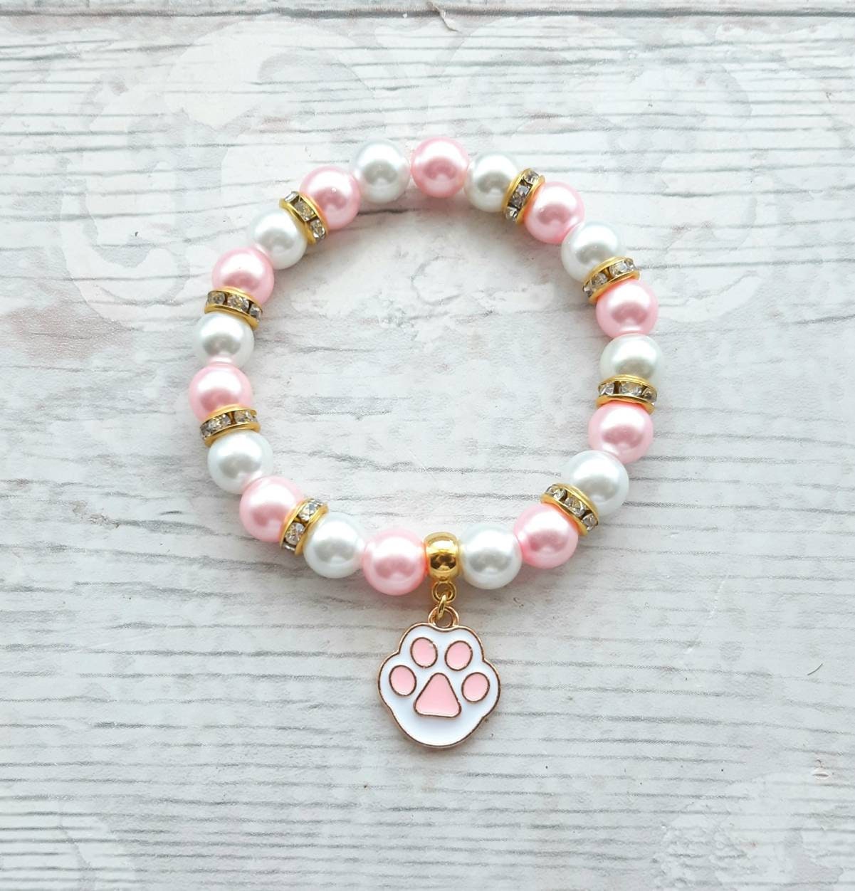 Paw print bracelet, dog and cat print jewellery, animal lover gift, presents for kids, pet memorial gift