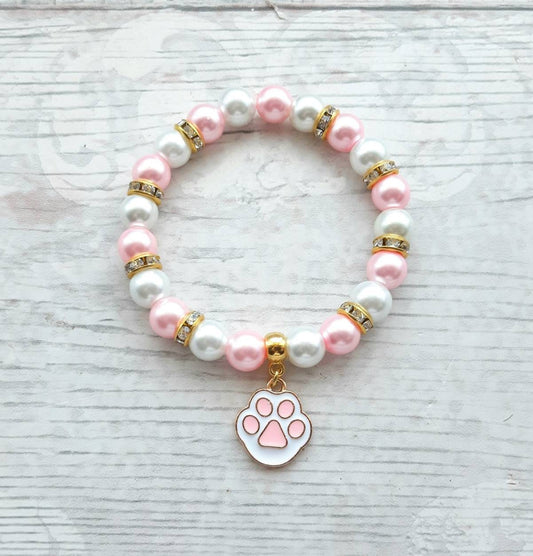 Paw print bracelet, dog and cat print jewellery, animal lover gift, presents for kids, pet memorial gift