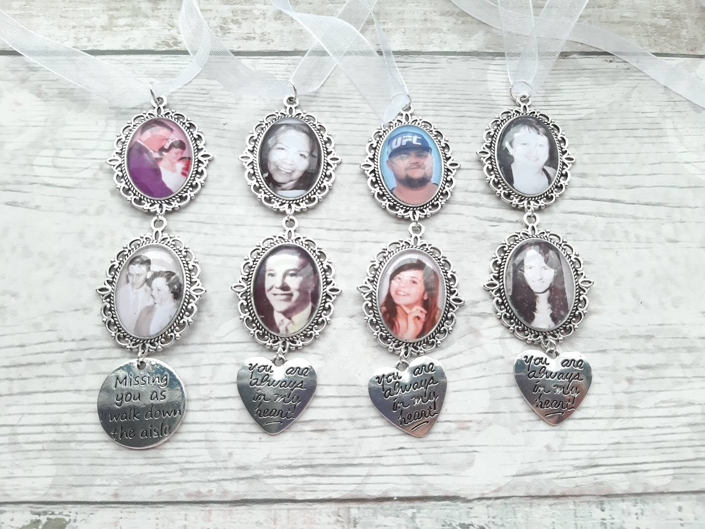 bridal bouquet photo charm, memory charm for wedding flowers, memorial keepsake, custom picture gift for bride, remembrance charm