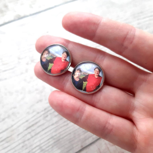 Photo cufflinks, groom keepsake, wedding keepsake, memorial cufflinks, fathers day gift, father of the bride present, picture cufflink