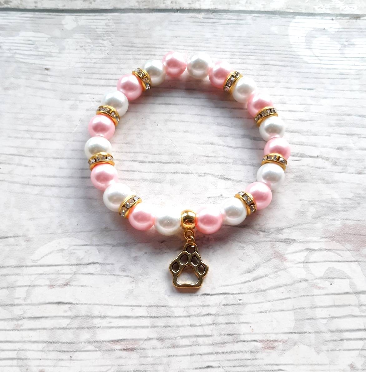 Paw print bracelet, dog and cat print jewellery, animal lover gift, presents for kids, pet memorial gift