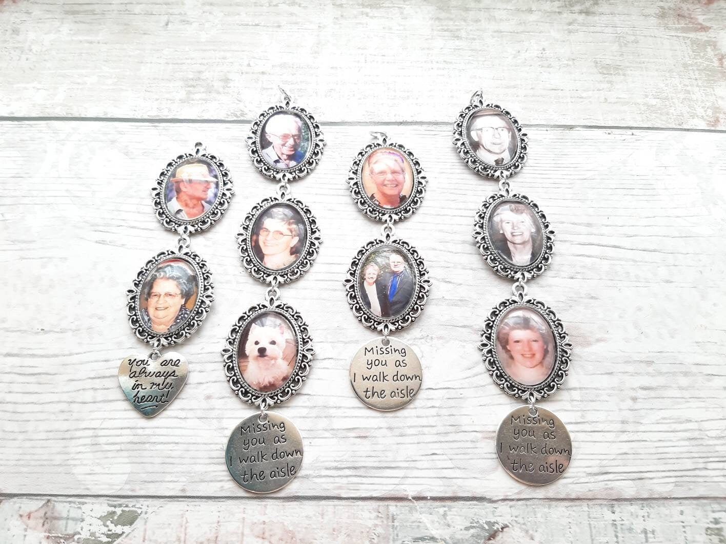bridal bouquet photo charm, memory charm for wedding flowers, memorial keepsake, custom picture gift for bride, remembrance charm