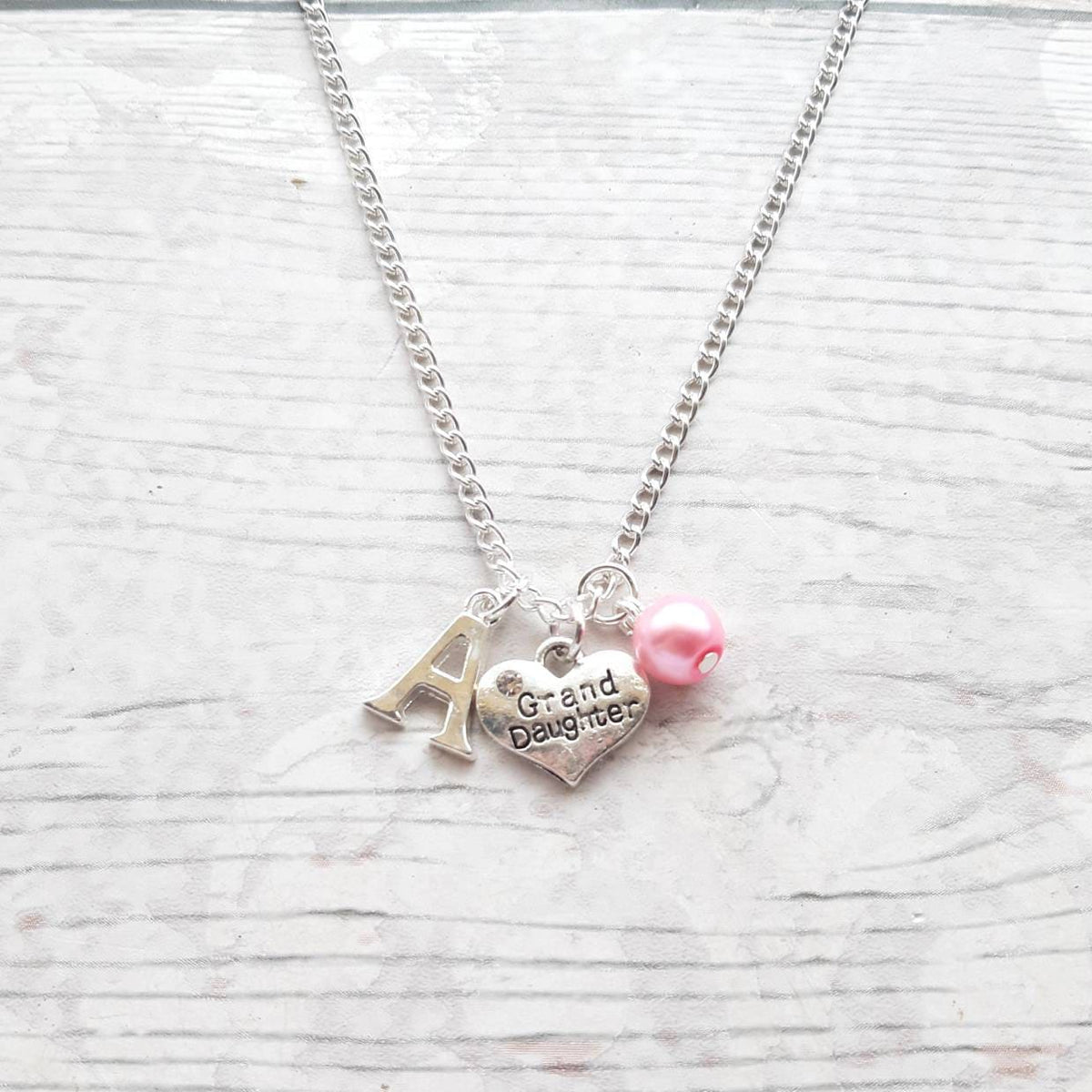 Granddaughter necklace, initial necklace, grand daughter jewellery, gift for daughter, grand child present, friendship jewelry,