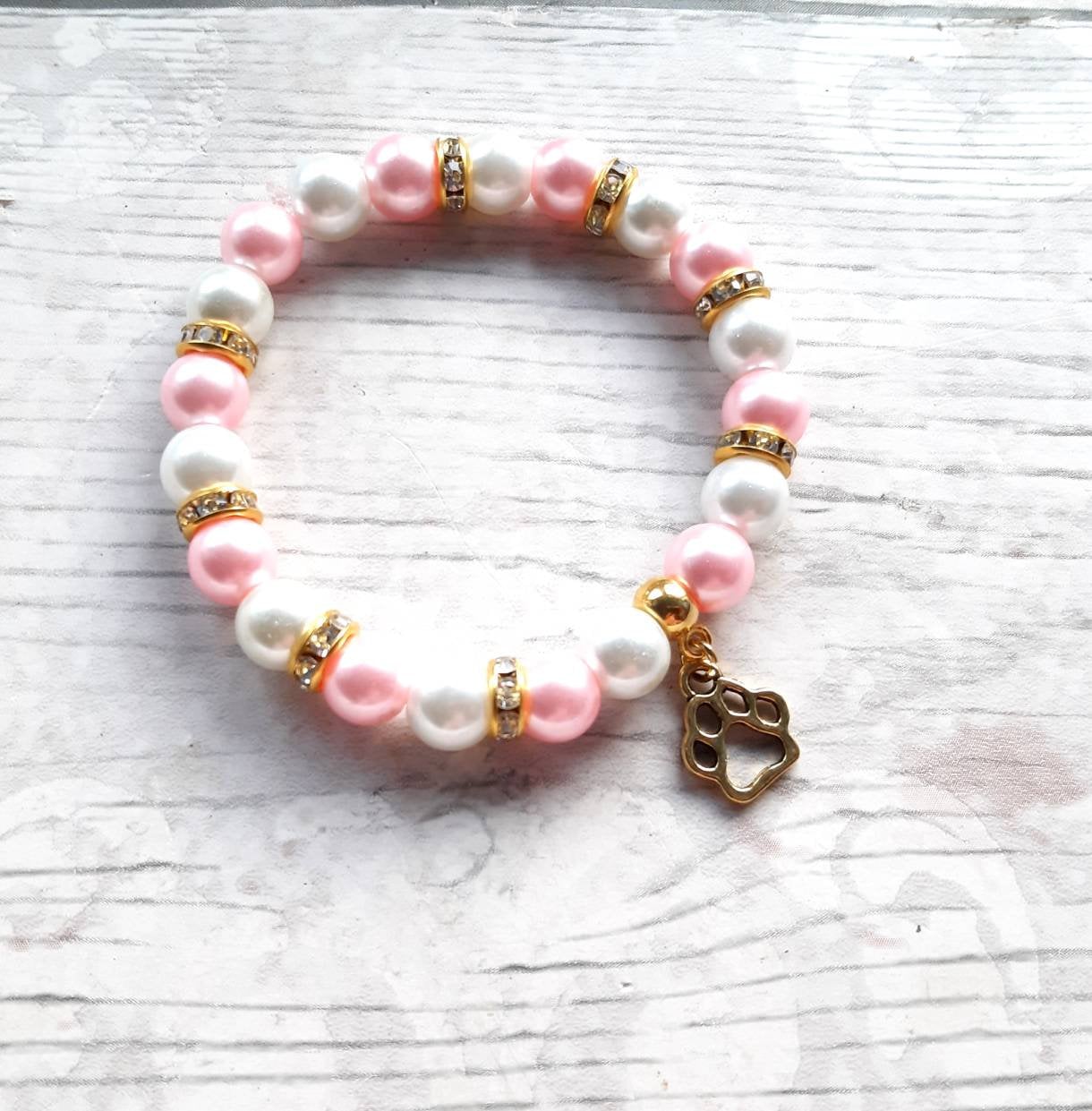 Paw print bracelet, dog and cat print jewellery, animal lover gift, presents for kids, pet memorial gift