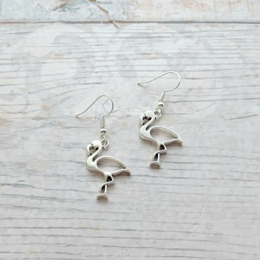 Flamingo earrings, funky bird jewellery, summer accessory, animal lover gift, present for girls