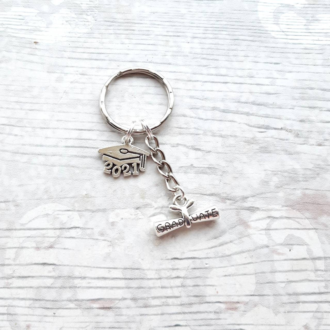 Graduation keyring, graduate keychain, scroll keyring, 2023 cap bagcharm, leavers present, gift for graduate, class of 2023