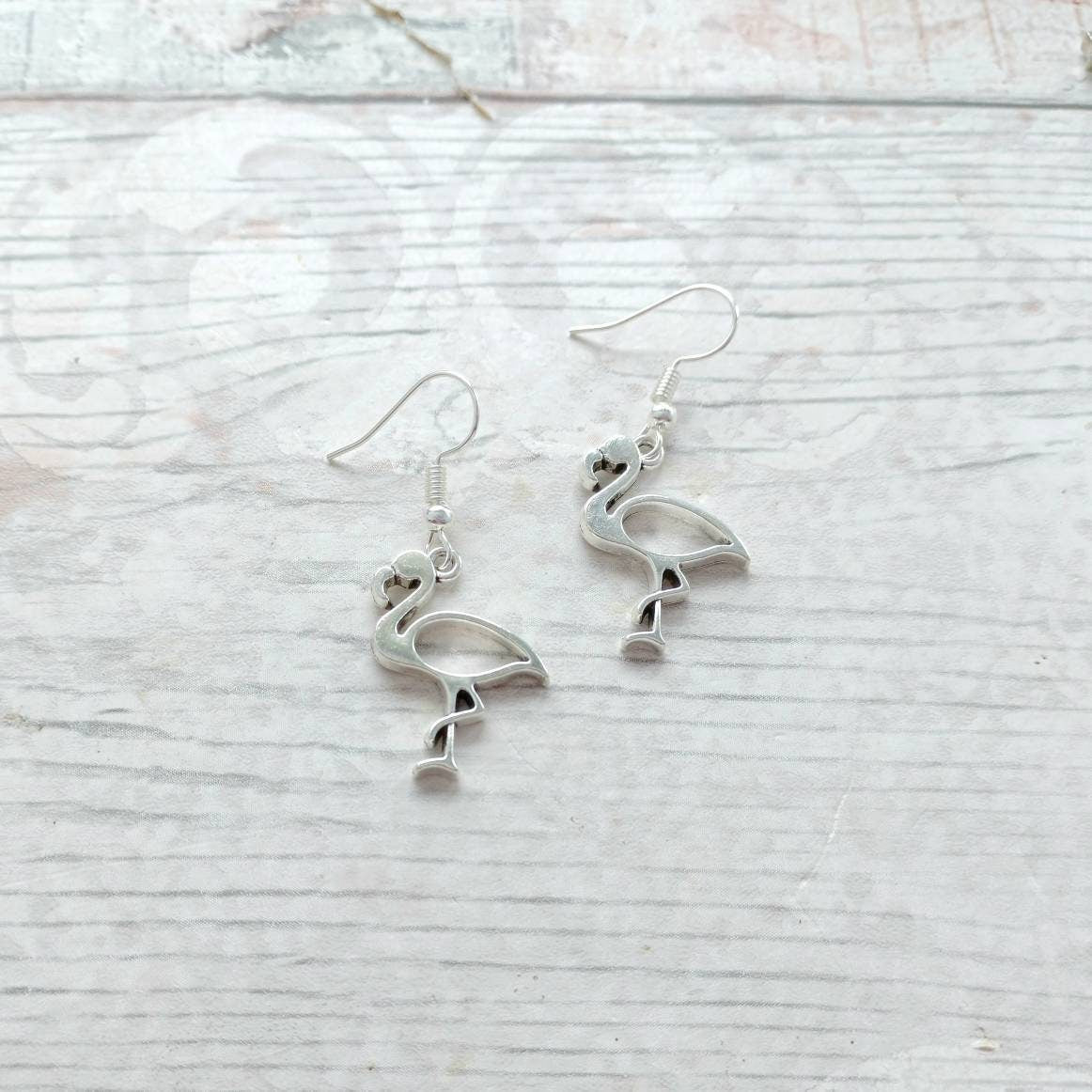 Flamingo earrings, funky bird jewellery, summer accessory, animal lover gift, present for girls