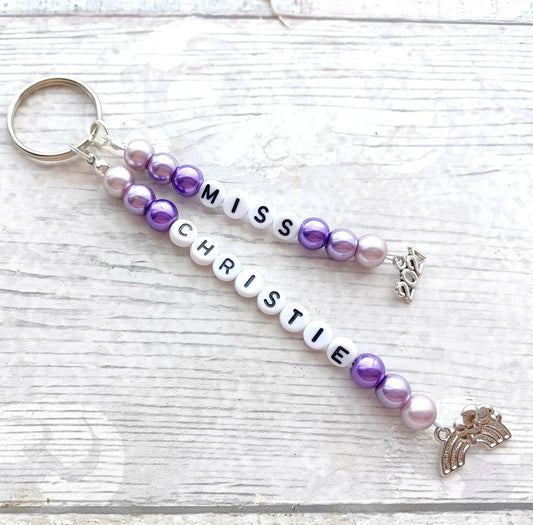 Teacher keyring, best teacher keychain, teacher appreciation, special teacher gift, end of term present, personalised TA bagcharm