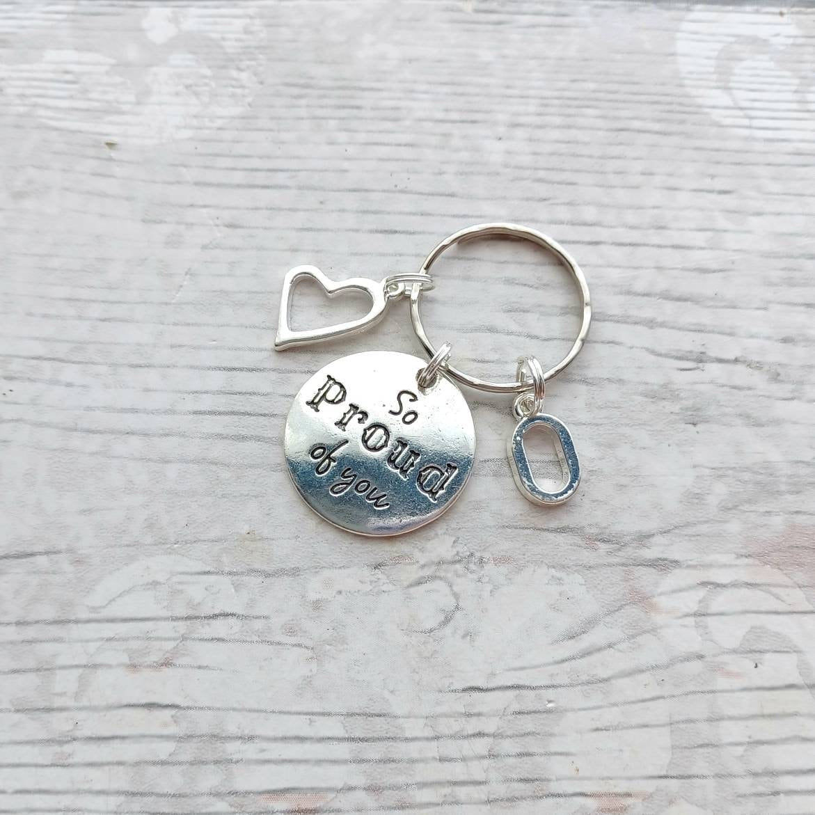 So proud of you keyring, leavers bagcharm, personalised present, gift for graduate, class of 2023, new job, exam results, driving test