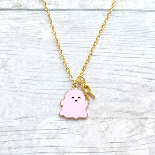 Ghost necklace, cute Halloween jewellery, spooky ghostie, ghoul gift, alternative treat