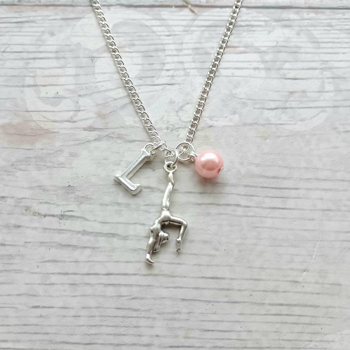 gymnast necklace, gymnastics jewelry, personalised necklace, kids jewellery, gifts for girls, tournament present