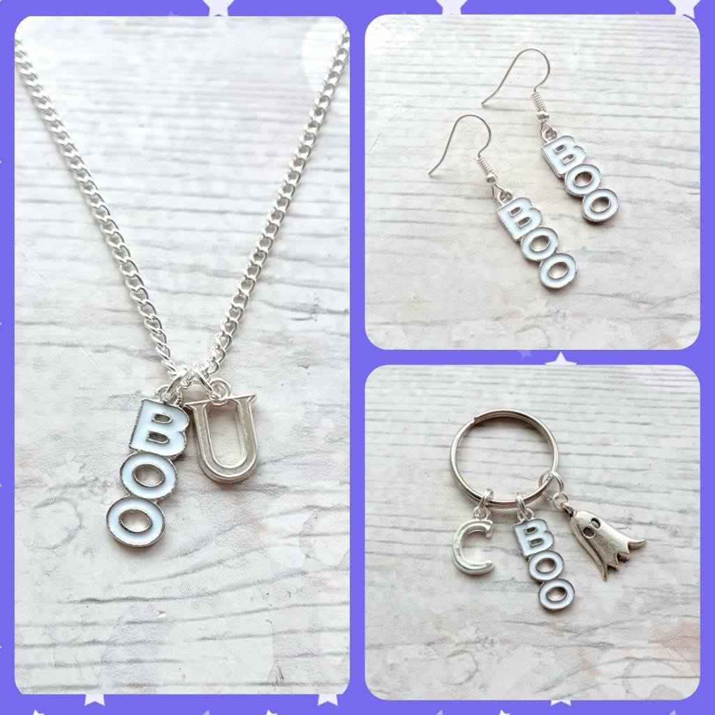 Boo earrings, Spooky ghost earrings, halloween jewellery, goth gift, scary costume earrings, fall earrings, pagan present